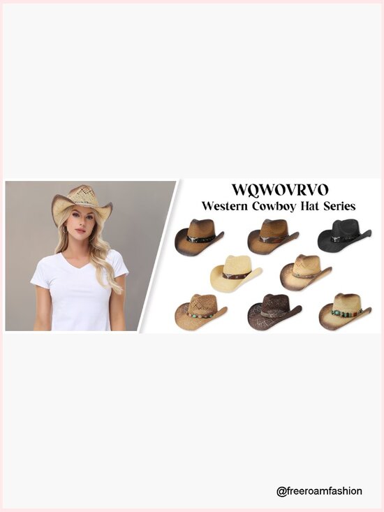 Wide Brim Straw Cowboy Hat Shapeable Brim Western Hat main image 3